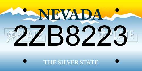 2ZB8223 Nevada License Plate