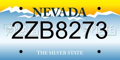 2ZB8273 Nevada License Plate