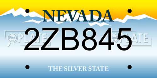 2ZB845 Nevada License Plate