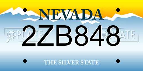 2ZB848 Nevada License Plate