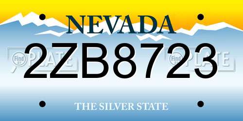 2ZB8723 Nevada License Plate