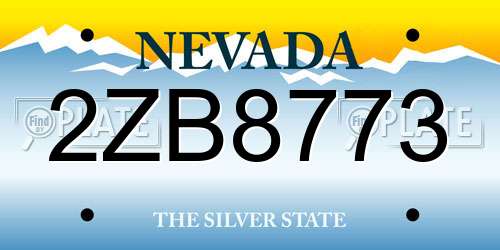 2ZB8773 Nevada License Plate