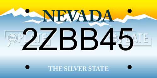 2ZBB45 Nevada License Plate