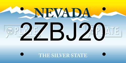 2ZBJ20 Nevada License Plate