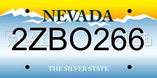 2ZBO266 Nevada License Plate