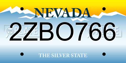 2ZBO766 Nevada License Plate