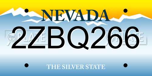2ZBQ266 Nevada License Plate