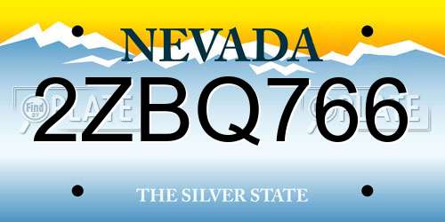 2ZBQ766 Nevada License Plate