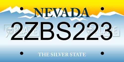 2ZBS223 Nevada License Plate