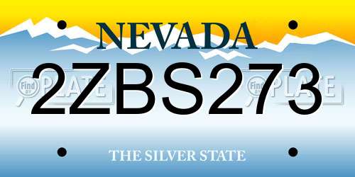 2ZBS273 Nevada License Plate