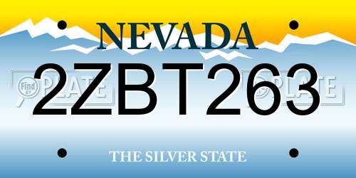 2ZBT263 Nevada License Plate