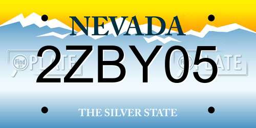 2ZBY05 Nevada License Plate