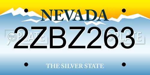 2ZBZ263 Nevada License Plate