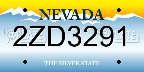 2ZD3291 Nevada License Plate