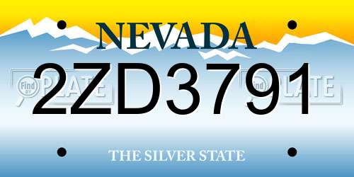 2ZD3791 Nevada License Plate