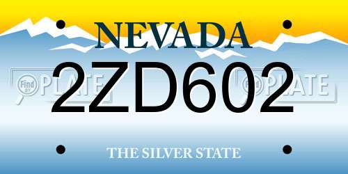2ZD602 Nevada License Plate