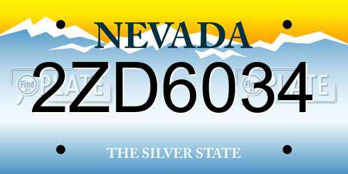 2ZD6034 Nevada License Plate