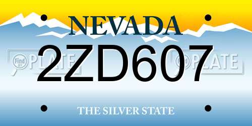 2ZD607 Nevada License Plate