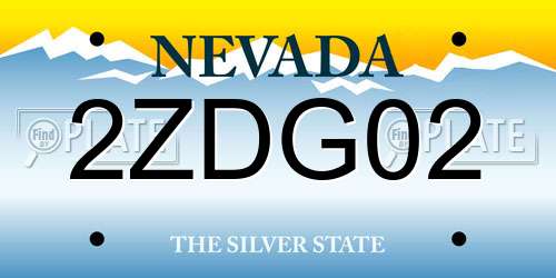 2ZDG02 Nevada License Plate
