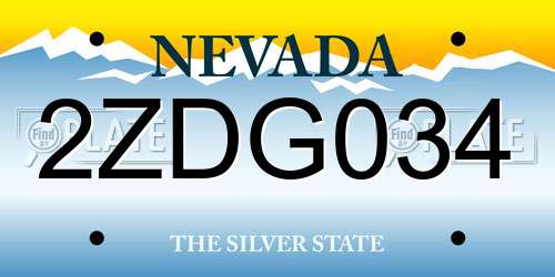 2ZDG034 Nevada License Plate