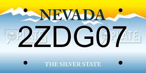 2ZDG07 Nevada License Plate