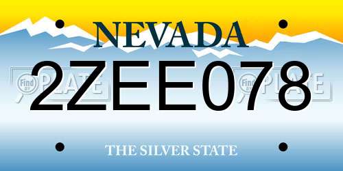 2ZEE078 Nevada License Plate