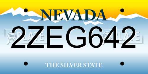 2ZEG642 Nevada License Plate