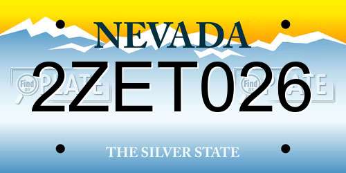 2ZET026 Nevada License Plate