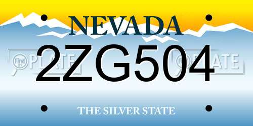 2ZG504 Nevada License Plate