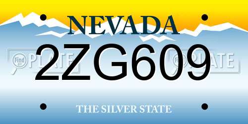 2ZG609 Nevada License Plate