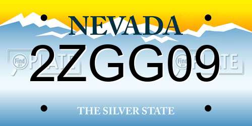 2ZGG09 Nevada License Plate