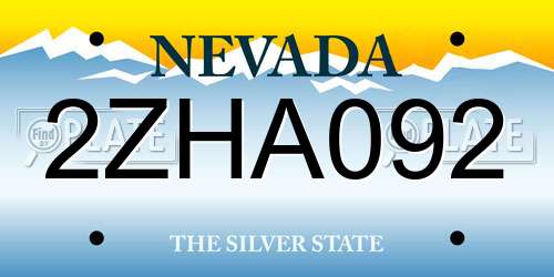 2ZHA092 Nevada License Plate