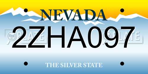 2ZHA097 Nevada License Plate