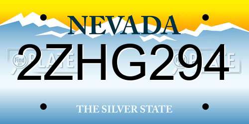 2ZHG294 Nevada License Plate