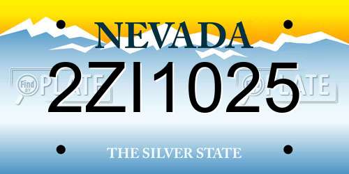 2ZI1025 Nevada License Plate