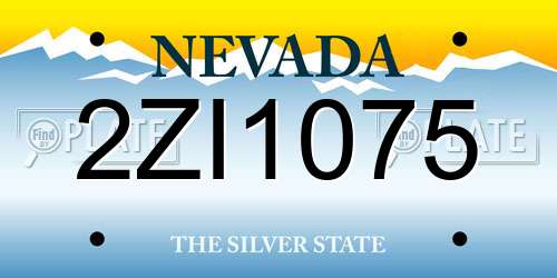 2ZI1075 Nevada License Plate