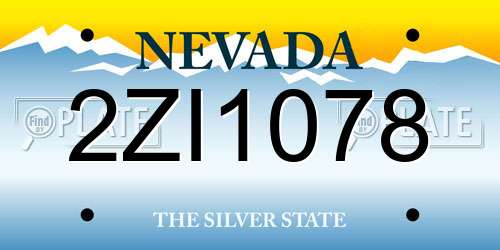 2ZI1078 Nevada License Plate