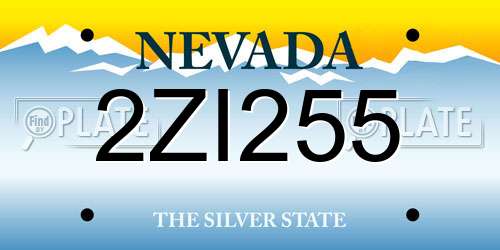 2ZI255 Nevada License Plate