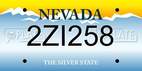 2ZI258 Nevada License Plate