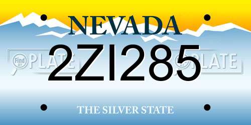 2ZI285 Nevada License Plate