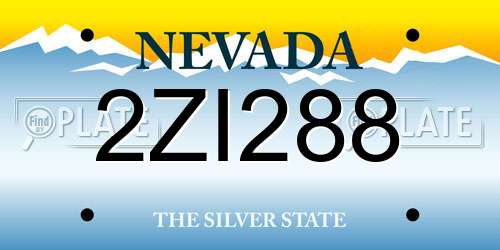 2ZI288 Nevada License Plate