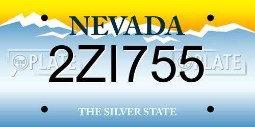 2ZI755 Nevada License Plate