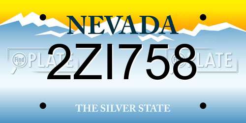 2ZI758 Nevada License Plate