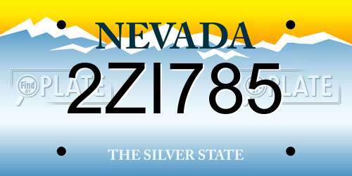 2ZI785 Nevada License Plate