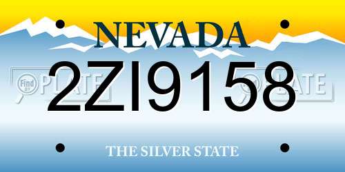 2ZI9158 Nevada License Plate