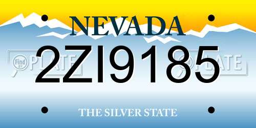 2ZI9185 Nevada License Plate