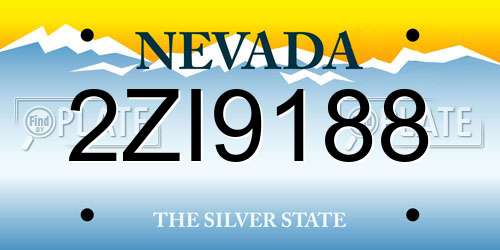 2ZI9188 Nevada License Plate