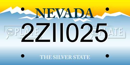 2ZII025 Nevada License Plate