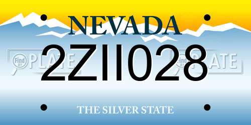 2ZII028 Nevada License Plate