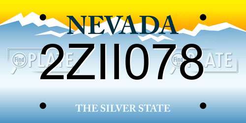 2ZII078 Nevada License Plate